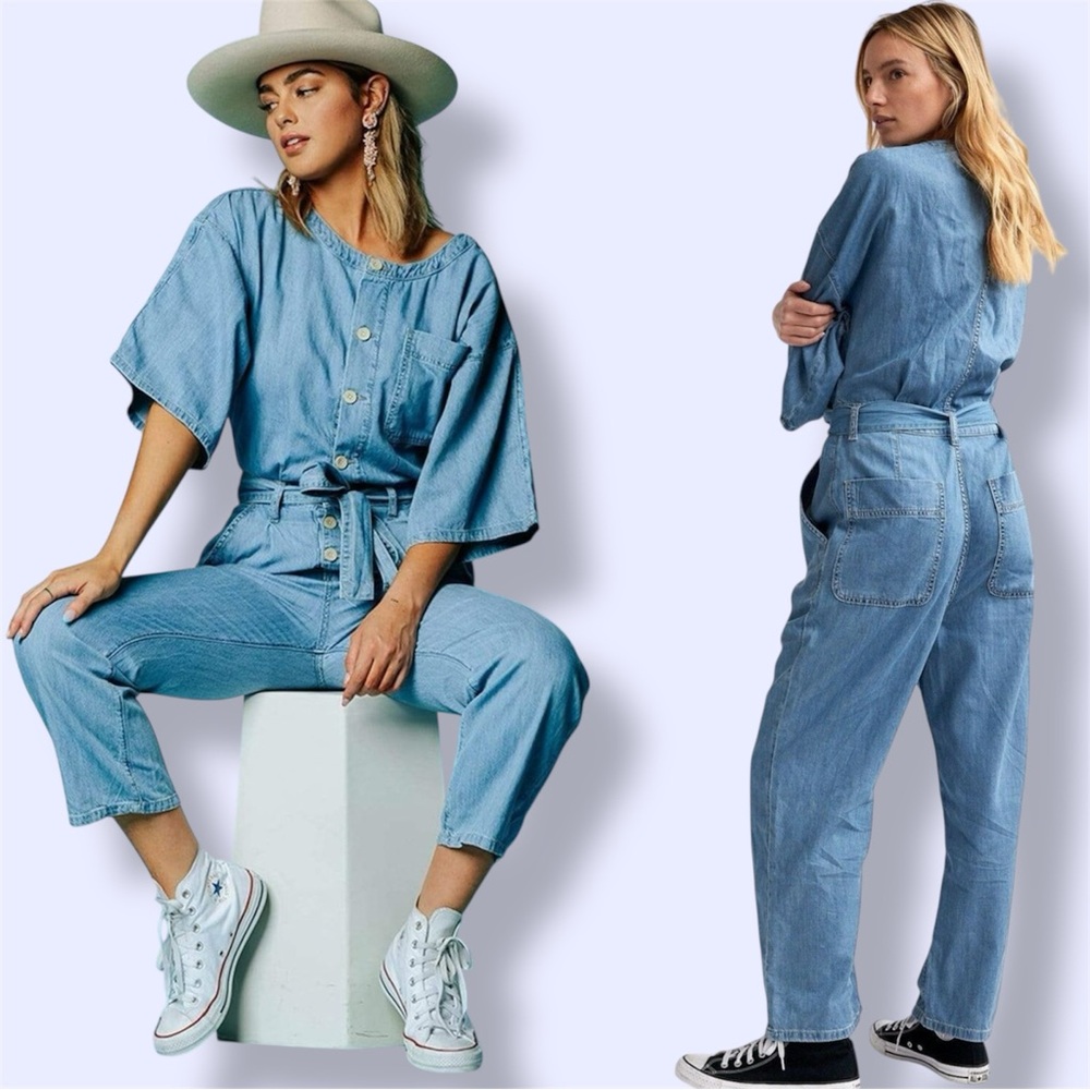 Free people Marley Denim Jumpsuit